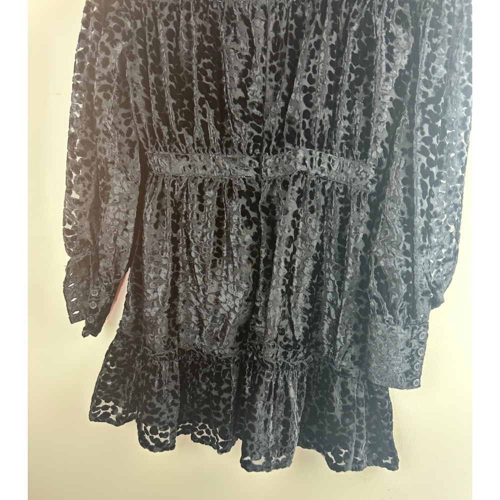 NEW Topshop Balloon Sleeve Tiered Dress Animal Print Velvet Black 6P Witchy - Picture 7 of 16